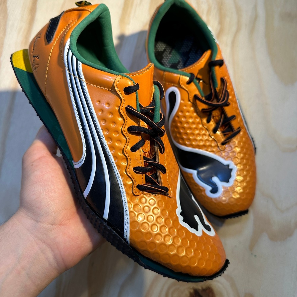 Puma Usain Bolt Street Ya Mens Orange Track Shoes Sneakers 304386-02 Size 8.5